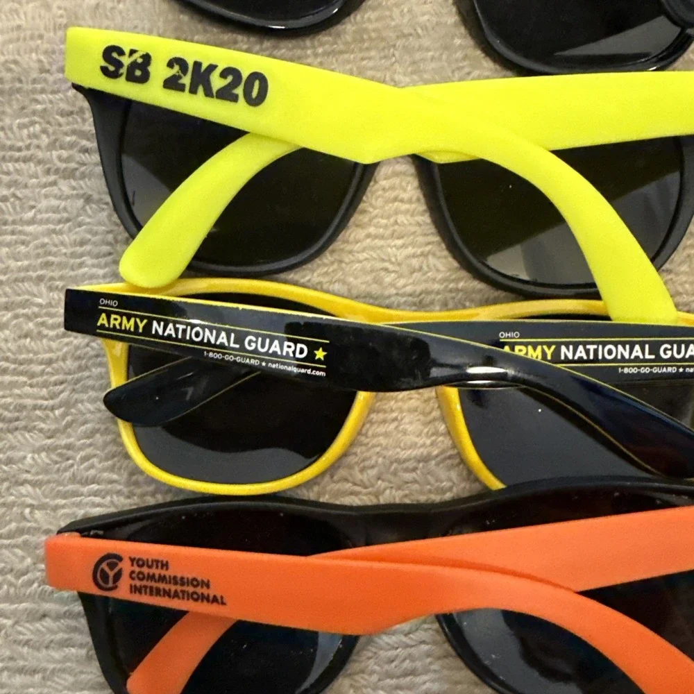 Lot of 33 NEW Logo Sunglasses: Target, LLBean, Nat'l Guard, Multiple Colors--NWT